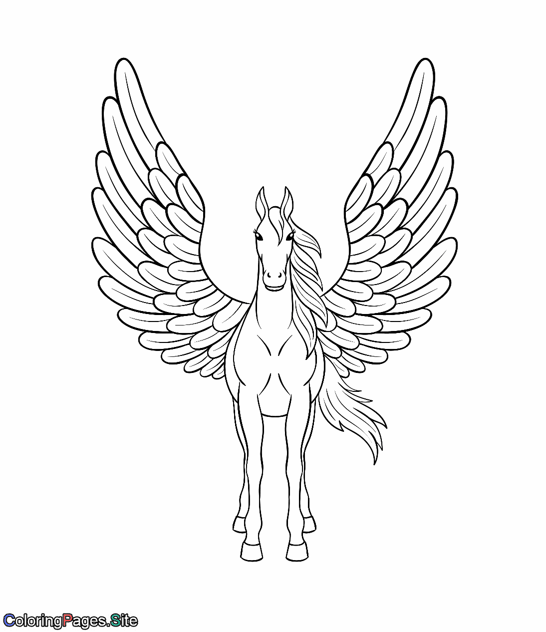 Pegasus with large wings coloring page unicorn coloring pages horse coloring pages bear coloring pages