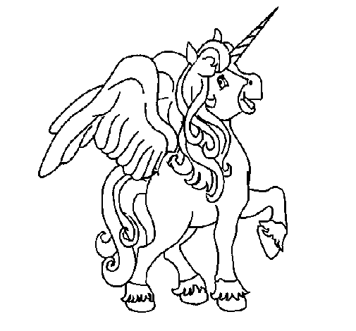 Unicorn with wings coloring page