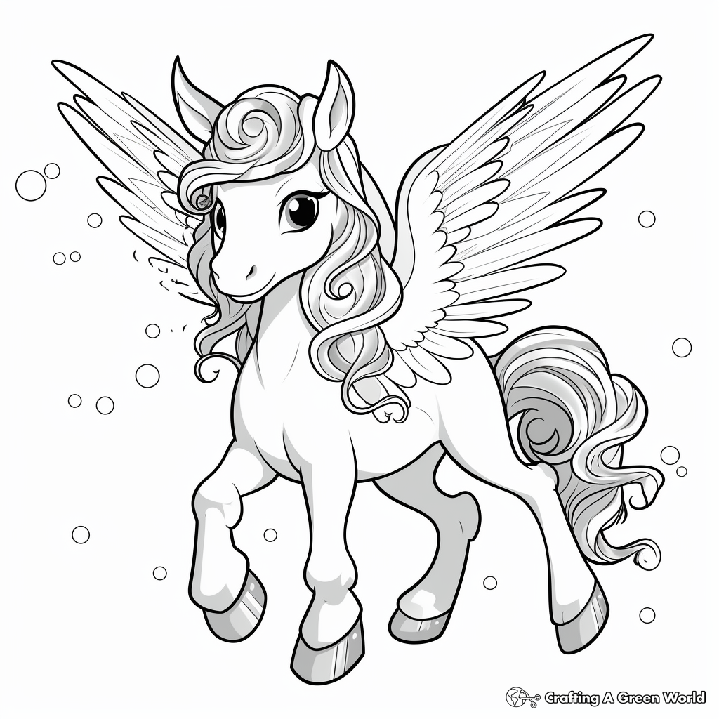 Unicorn with wings coloring pages