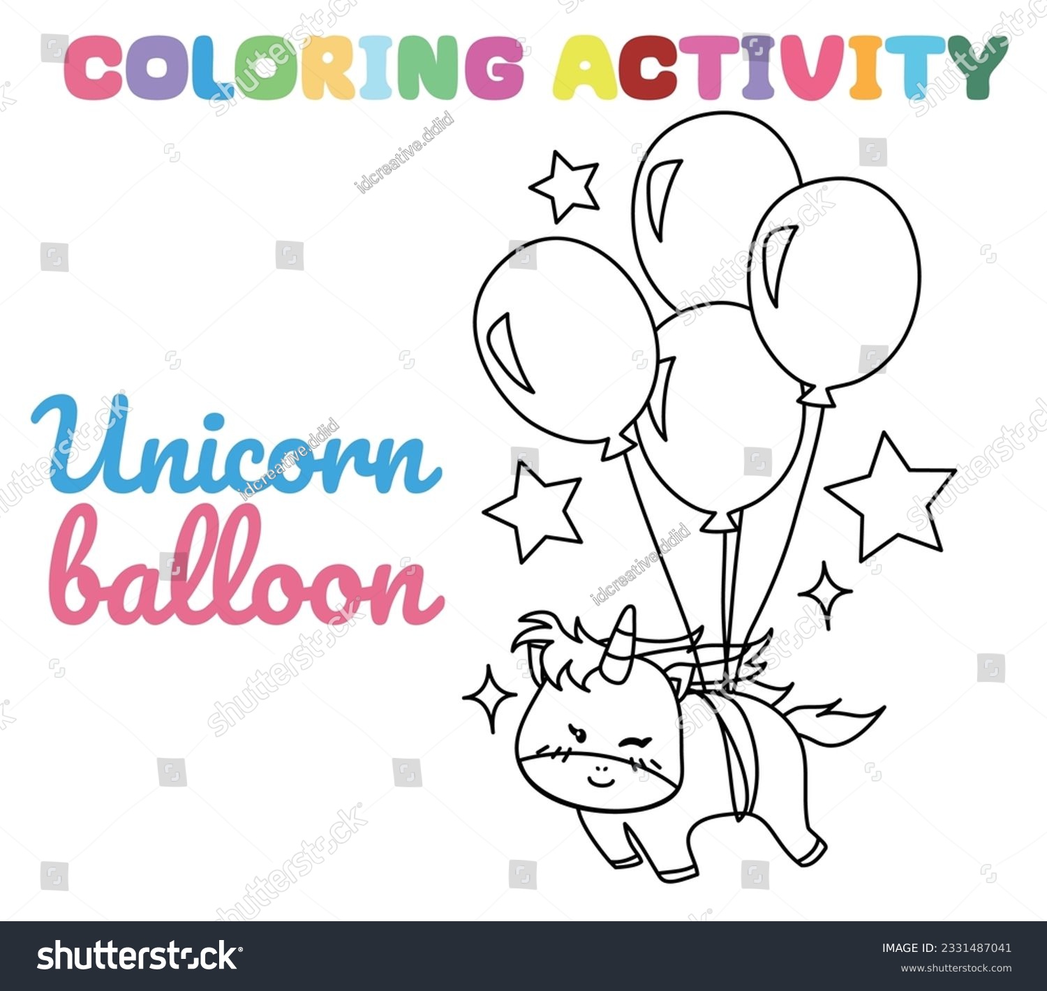 Coloring unicorn worksheet page lets colouring stock vector royalty free