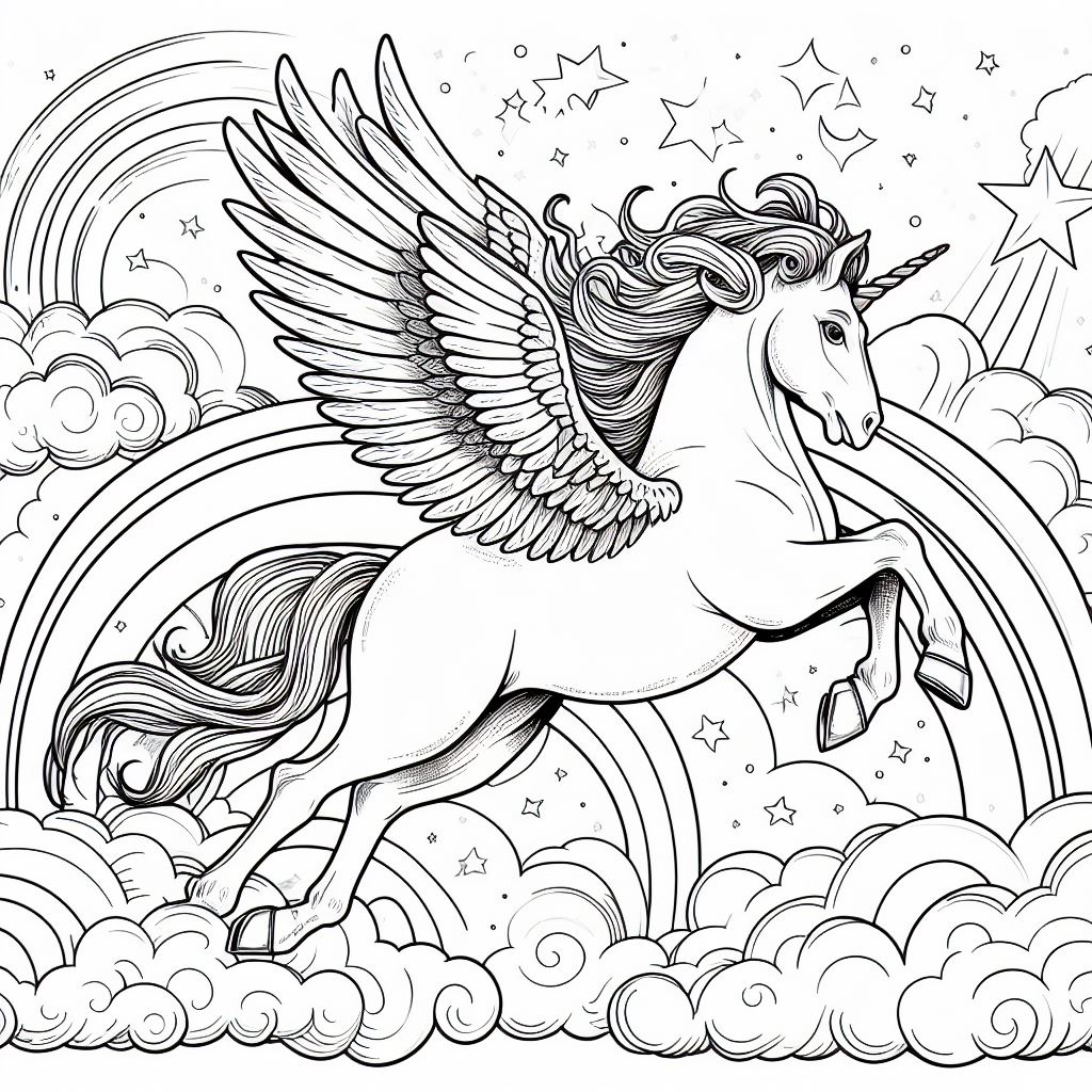 Coloring pages unicorn pegasus coloring page