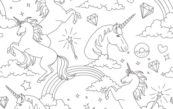 Papel de parede adesivo unicãrnio colorir m