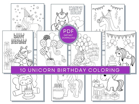 Pãginas para colorear de cumpleaãos de unicornio imprimibles de cumpleaãos de unicornio hojas para colorear de cumpleaãos de unicornio pãginas para colorear de cumpleaãos de niãas cumpleaãos