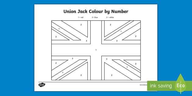 Union jack flag lour by number worksheets teacher made
