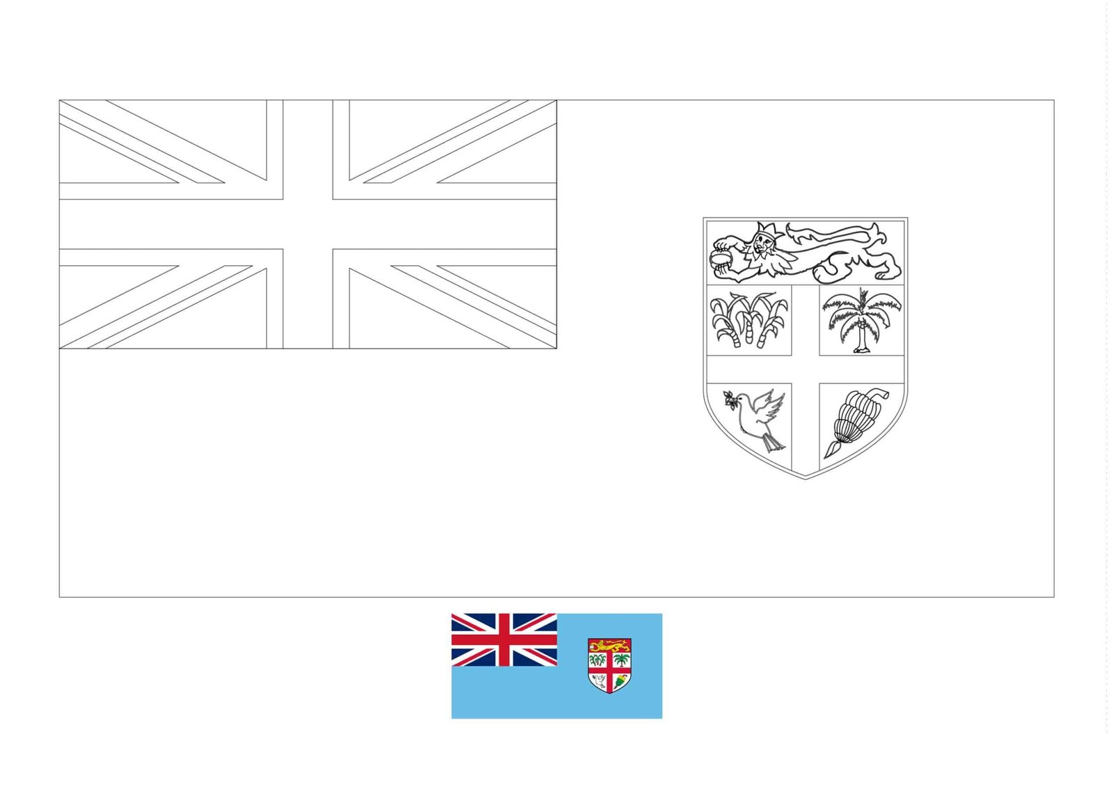 Flag of fiji coloring page