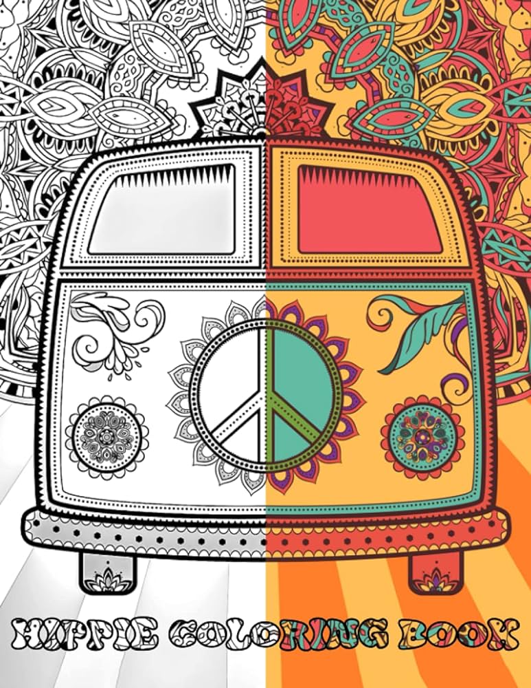 Hippie coloring book the stress relieving hippie coloring book for adults antistress coloring book with unique pages to color on hippies peace and love peace adult coloring book seibert justin