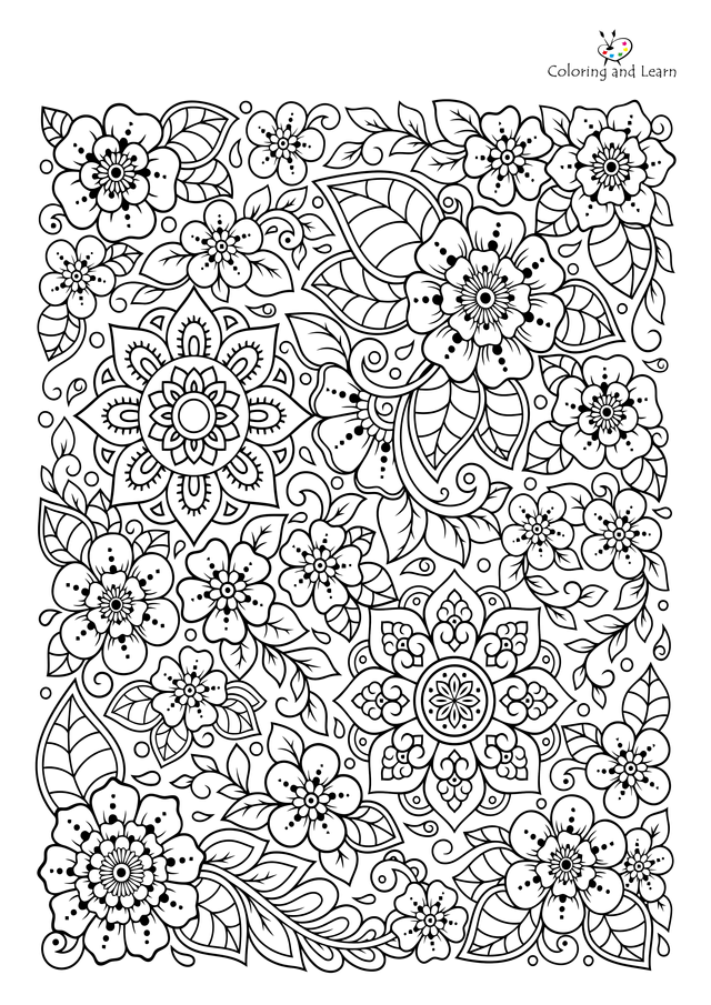 Flower coloring pages for adults rcoloring