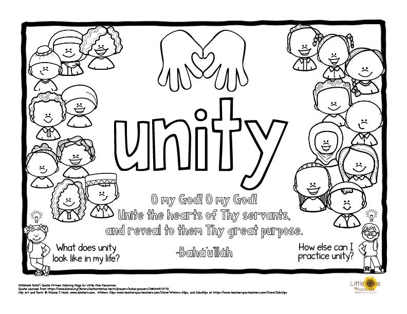 Unity virtue word bahai quote coloring page bahai quotes quote coloring pages lds coloring pages