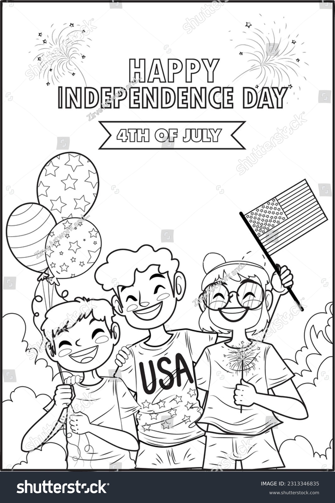 Th july independence day coloring book stock vector royalty free