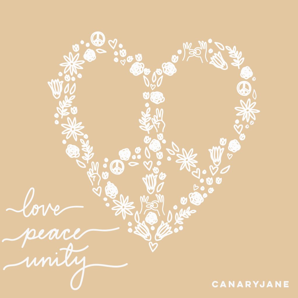 Peace love unity coloring page