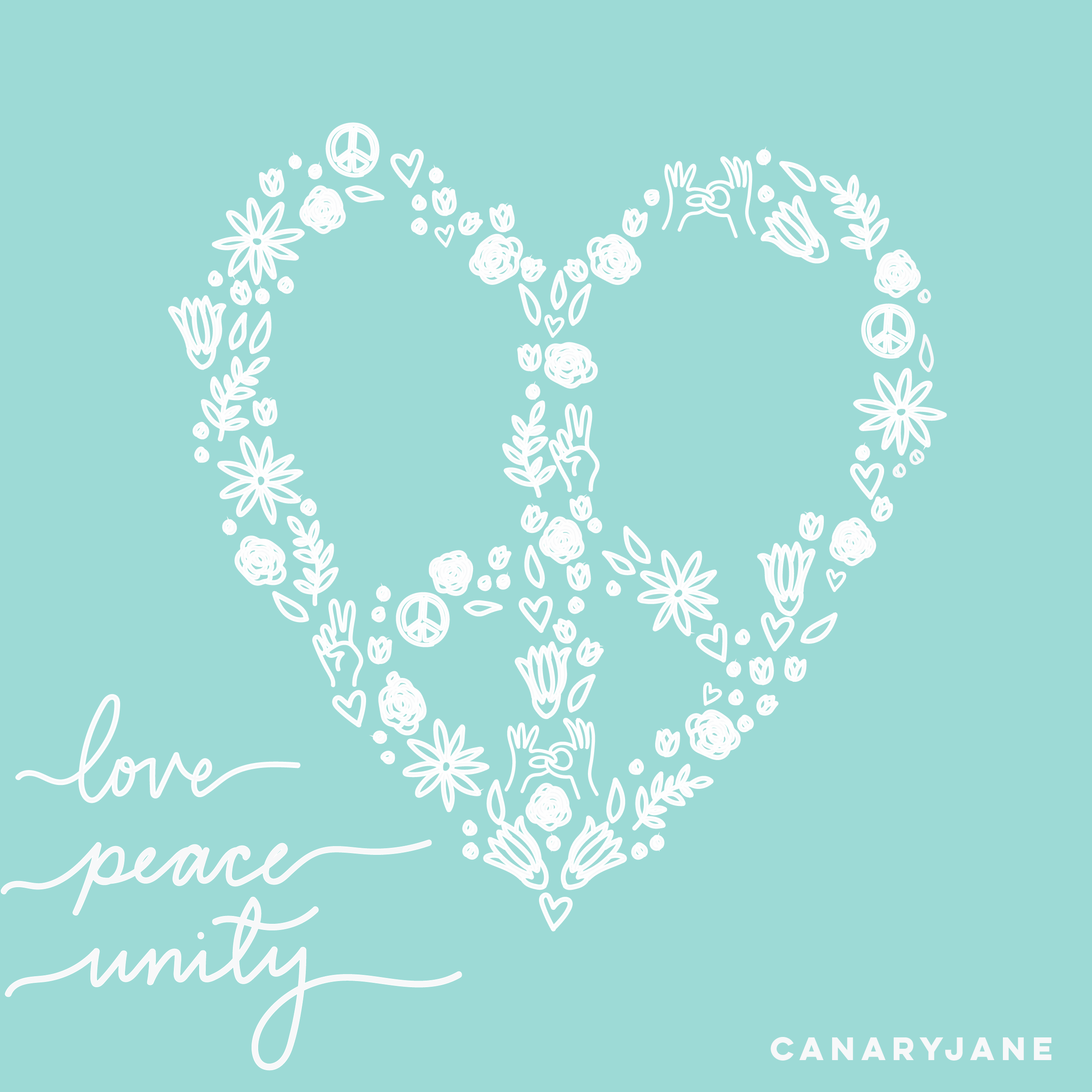 Peace love unity coloring page
