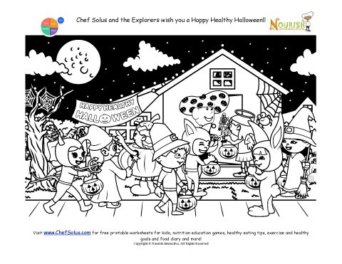 Chef solus fun coloring halloween page