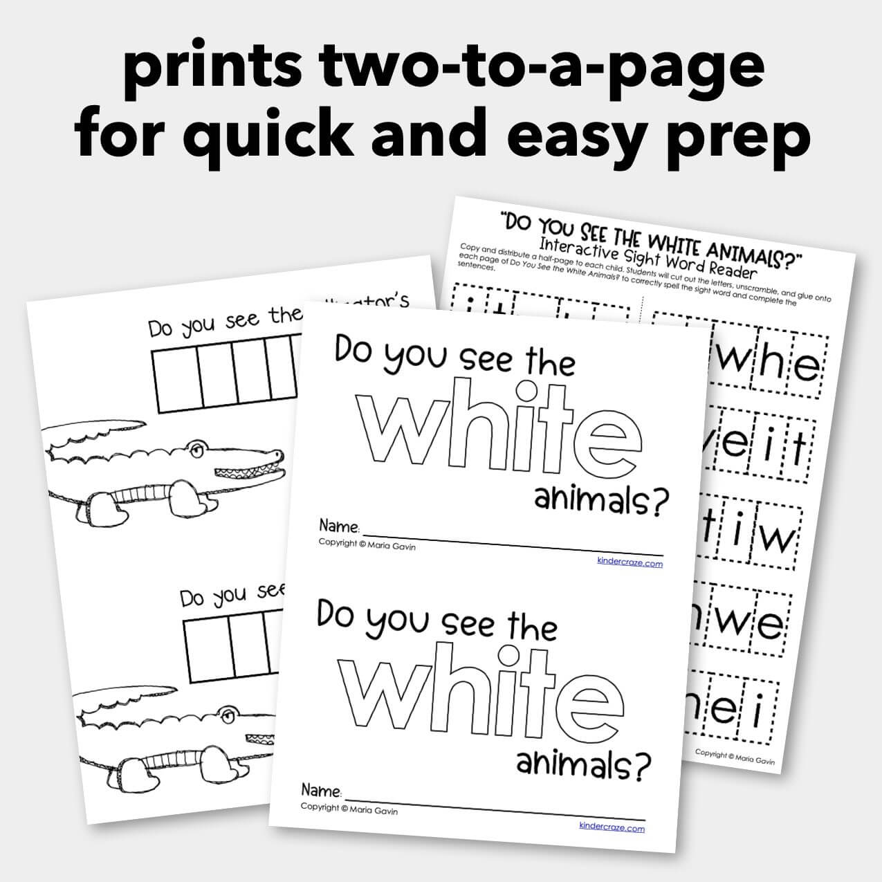 Do you see the white animals color word interactive sight word reader