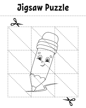 Premium vector jigsaw puzzle coloring page for kids back to school theme