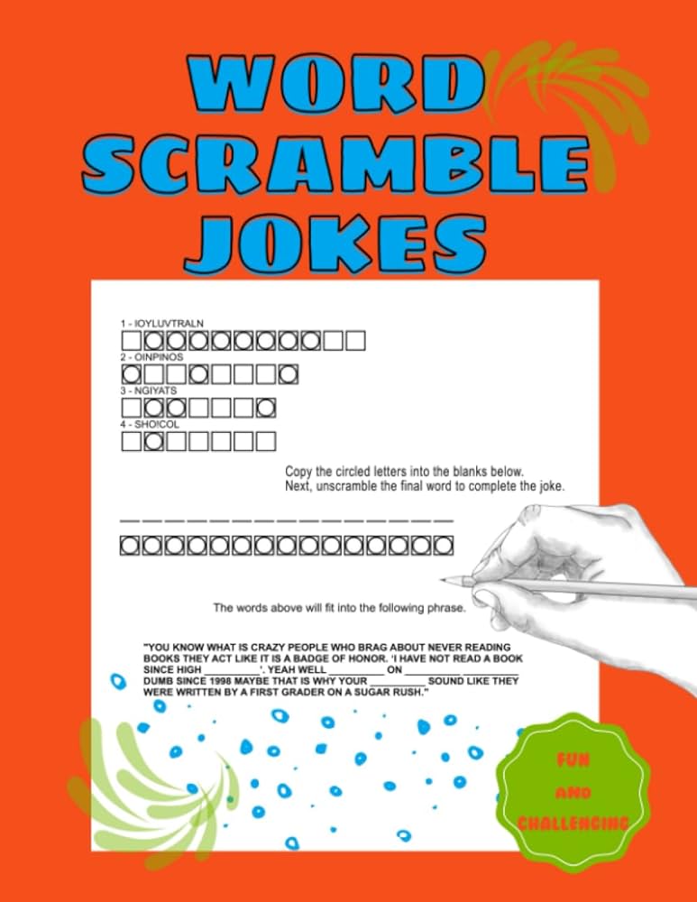 Word scramble jokes handheld word jumble puzzle book easy jumble puzzle book for adults mindbender martin books