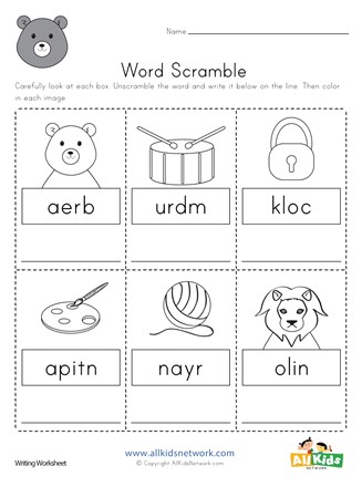 Word scramble worksheet all kids network