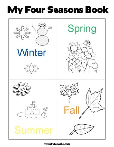 My four seasons book coloring page from twistynoodle seasons worksheets seasons kindergarten seasons preschool