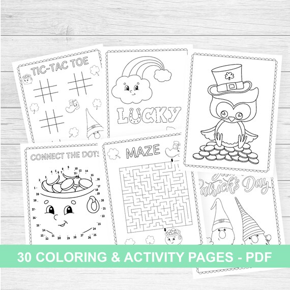 St patricks day activity pages coloring pages party favours st patricks day classroom worksheet st paddys day kids printable activity