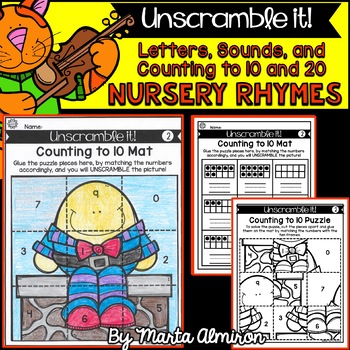 Unscramble it nursery rhymes letters and sounds counting to and