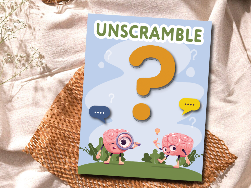 Unscramble printable work book for kids