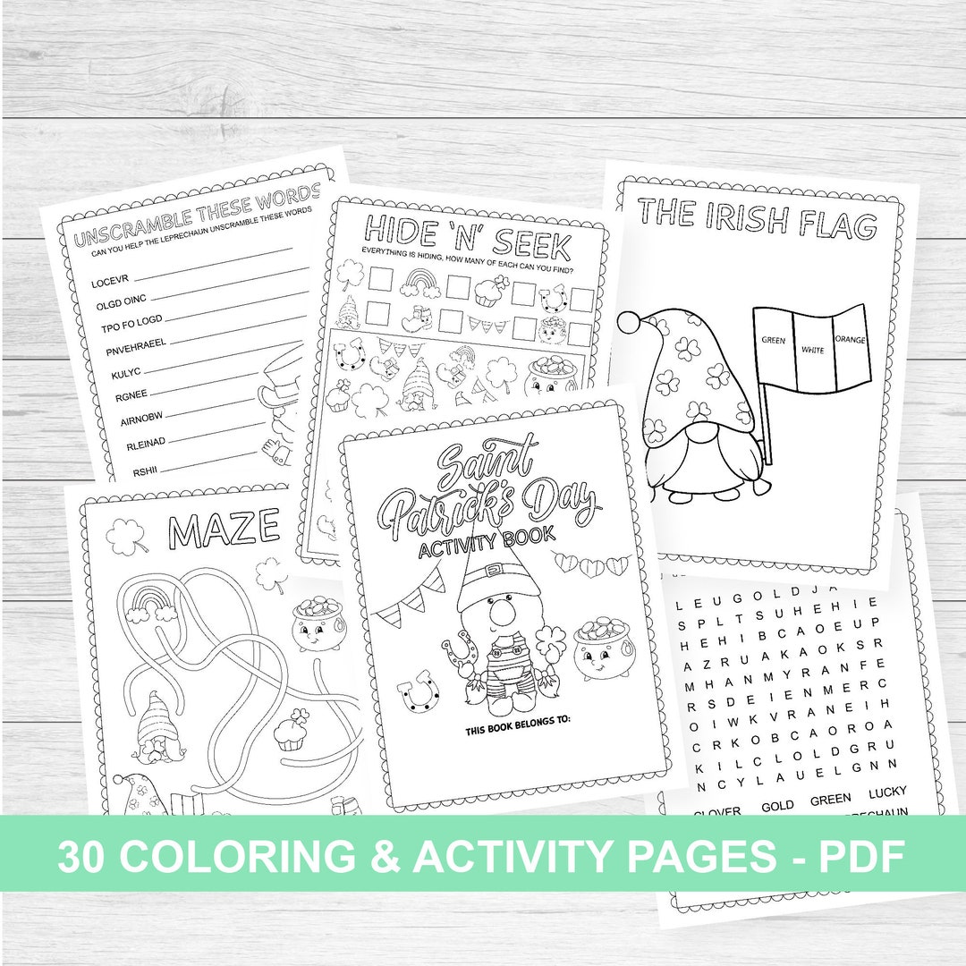 St patricks day activity pages coloring pages party favours st patricks day classroom worksheet st paddys day kids printable activity
