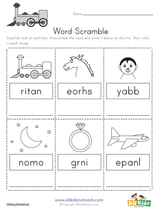 Word scramble worksheet all kids network