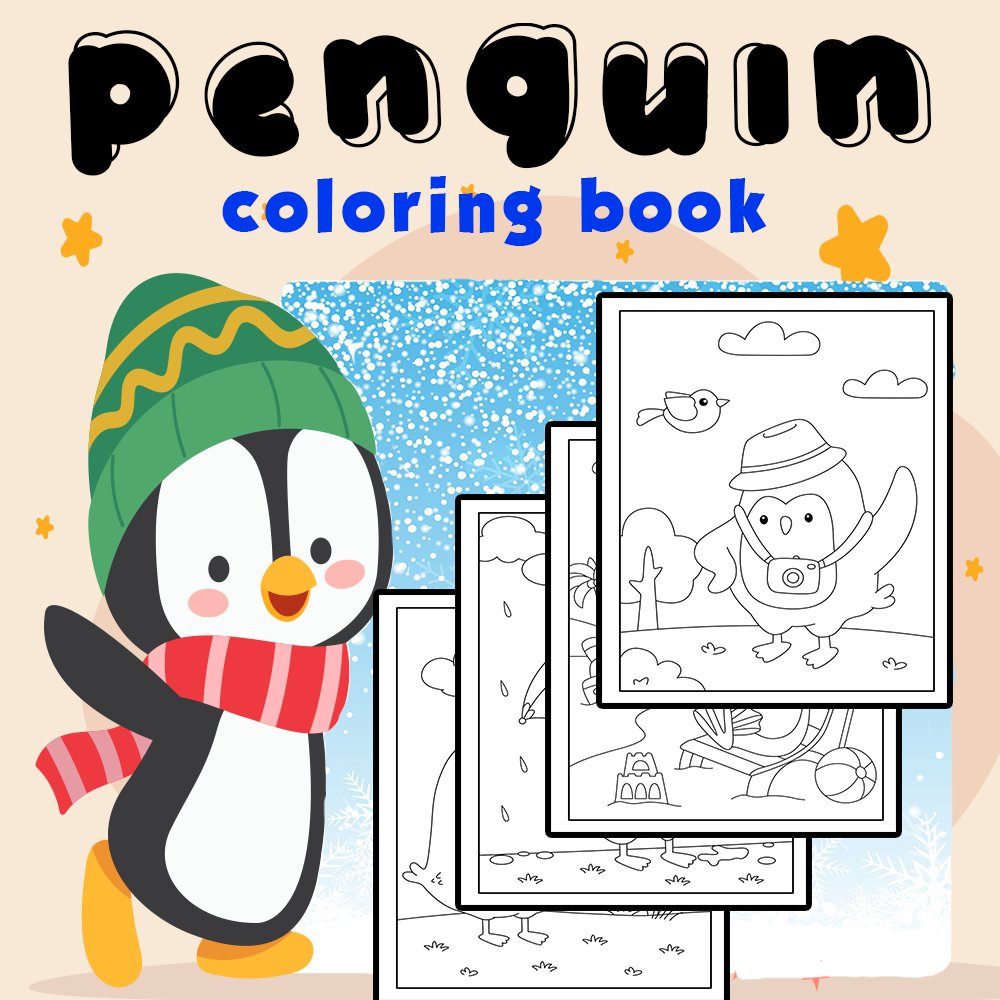 Penguin coloring book for kids made by teachers
