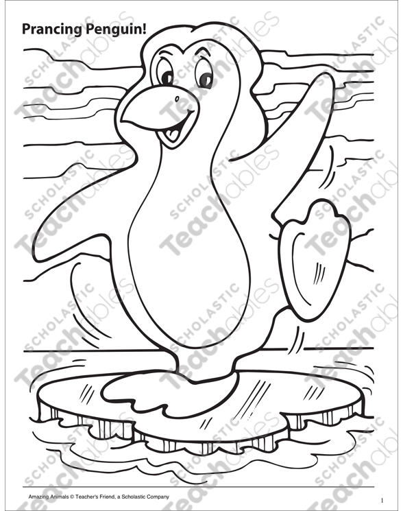Prancing penguin amazing animals coloring page printable coloring pages