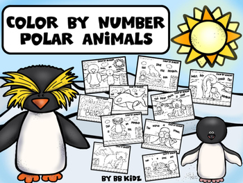 Color by number polar animals winter theme color and unscramble the sentence