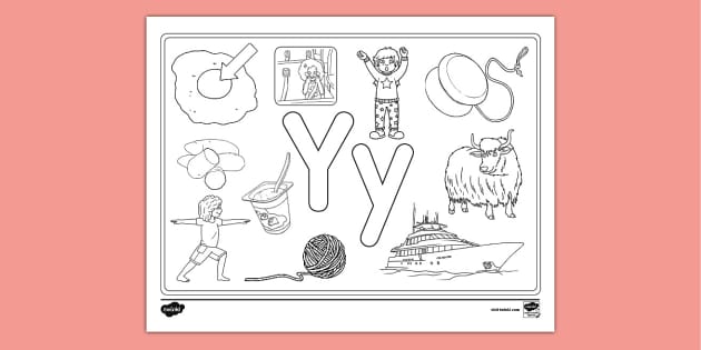 Letter y coloring page teacher made