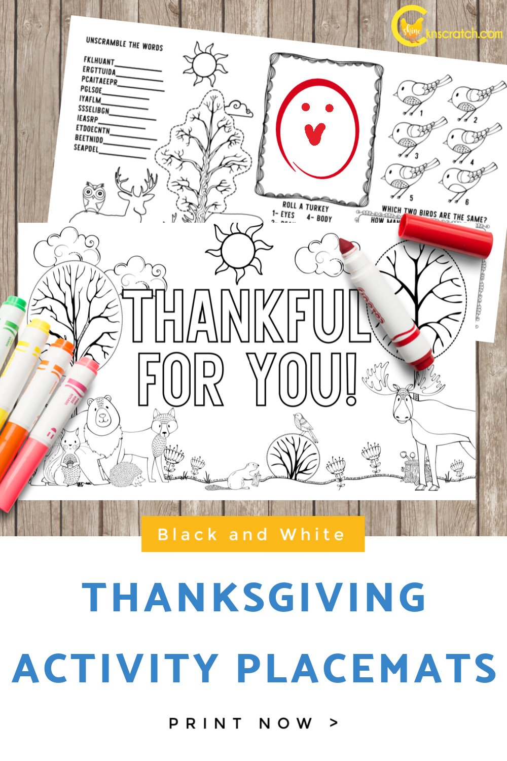 Thanksgiving activity placemats