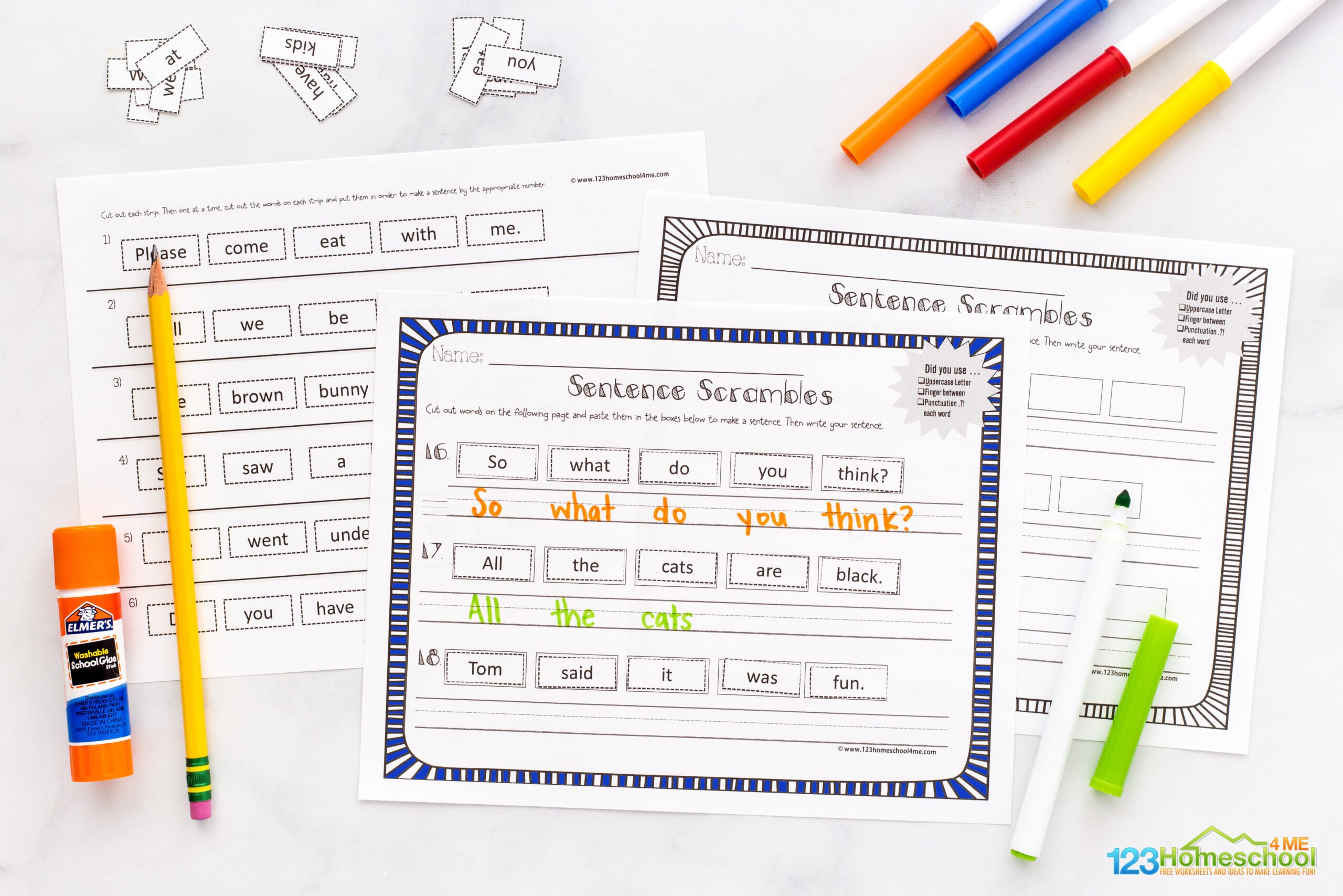 Ââ free printable sentence scramble worksheets for kids