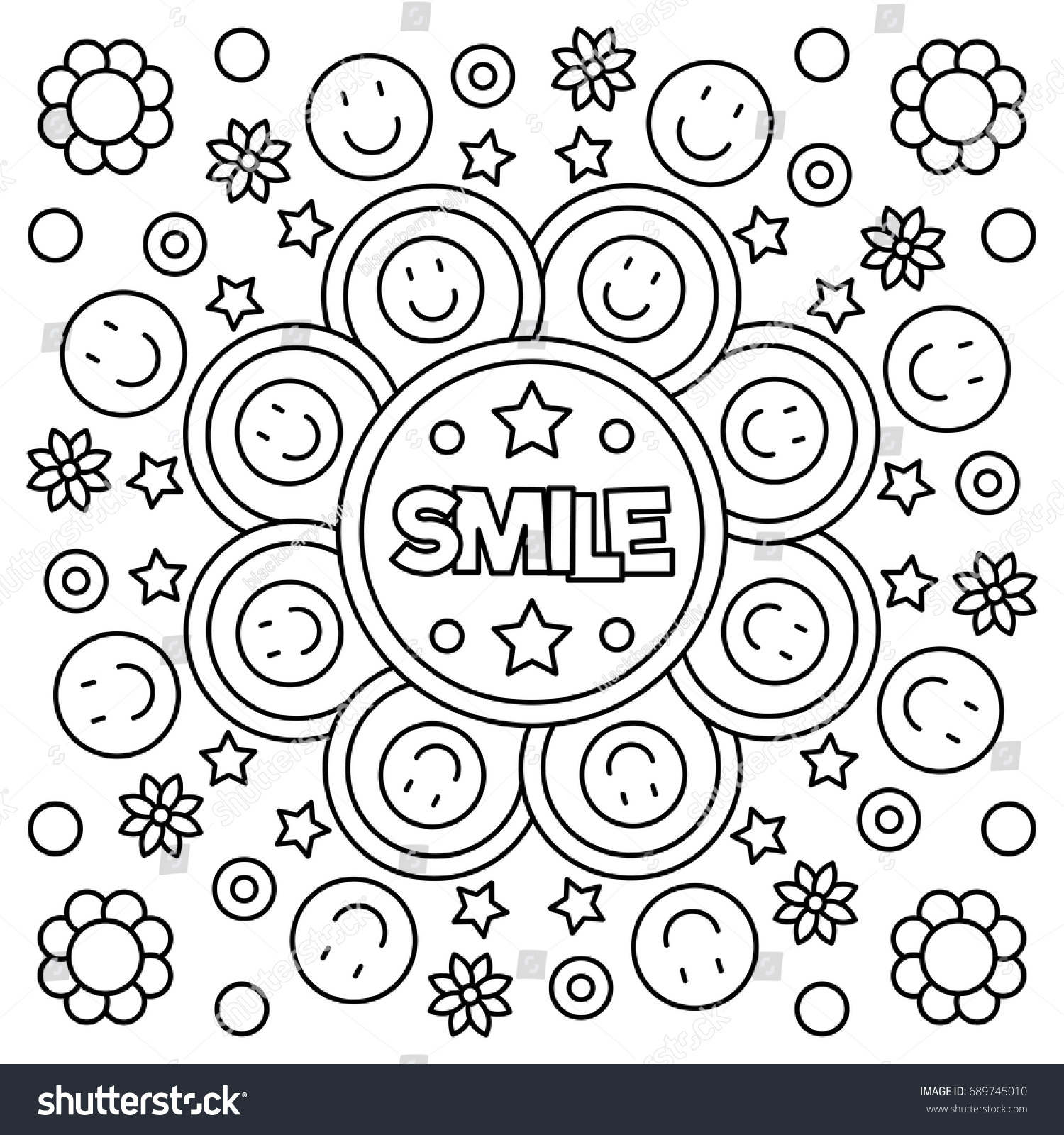 Smile coloring page vector illustration stock vector royalty free