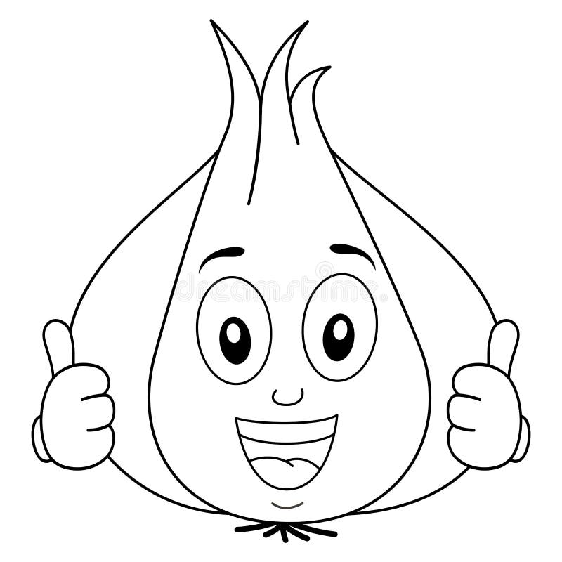 Coloring cheerful smiling garlic character stock vector