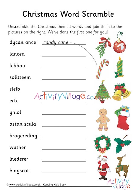 Christmas word scramble