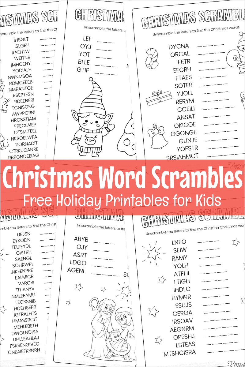 Free printable christmas word scramble puzzles for kids