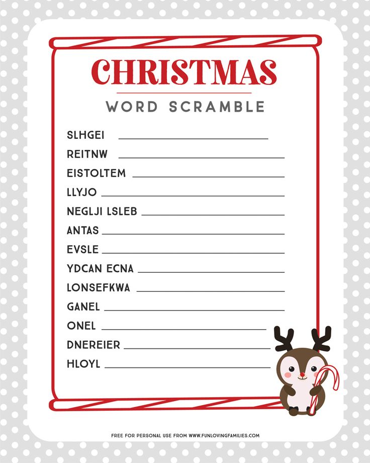 Christmas word scramble