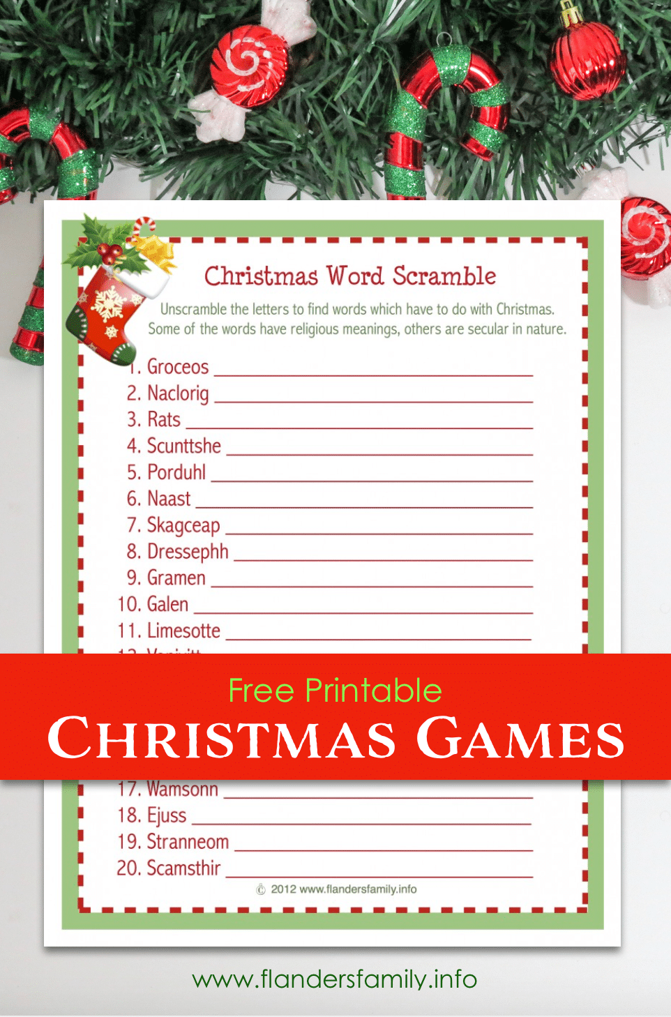 Christmas word scramble free printable