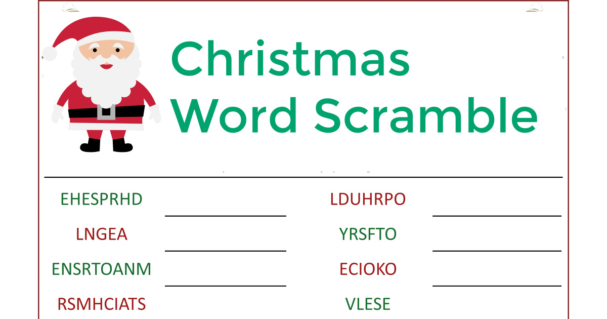 Santas christmas word scramble activity page