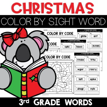 Christmas color by sight word rd grade words unscramble the word worksheets