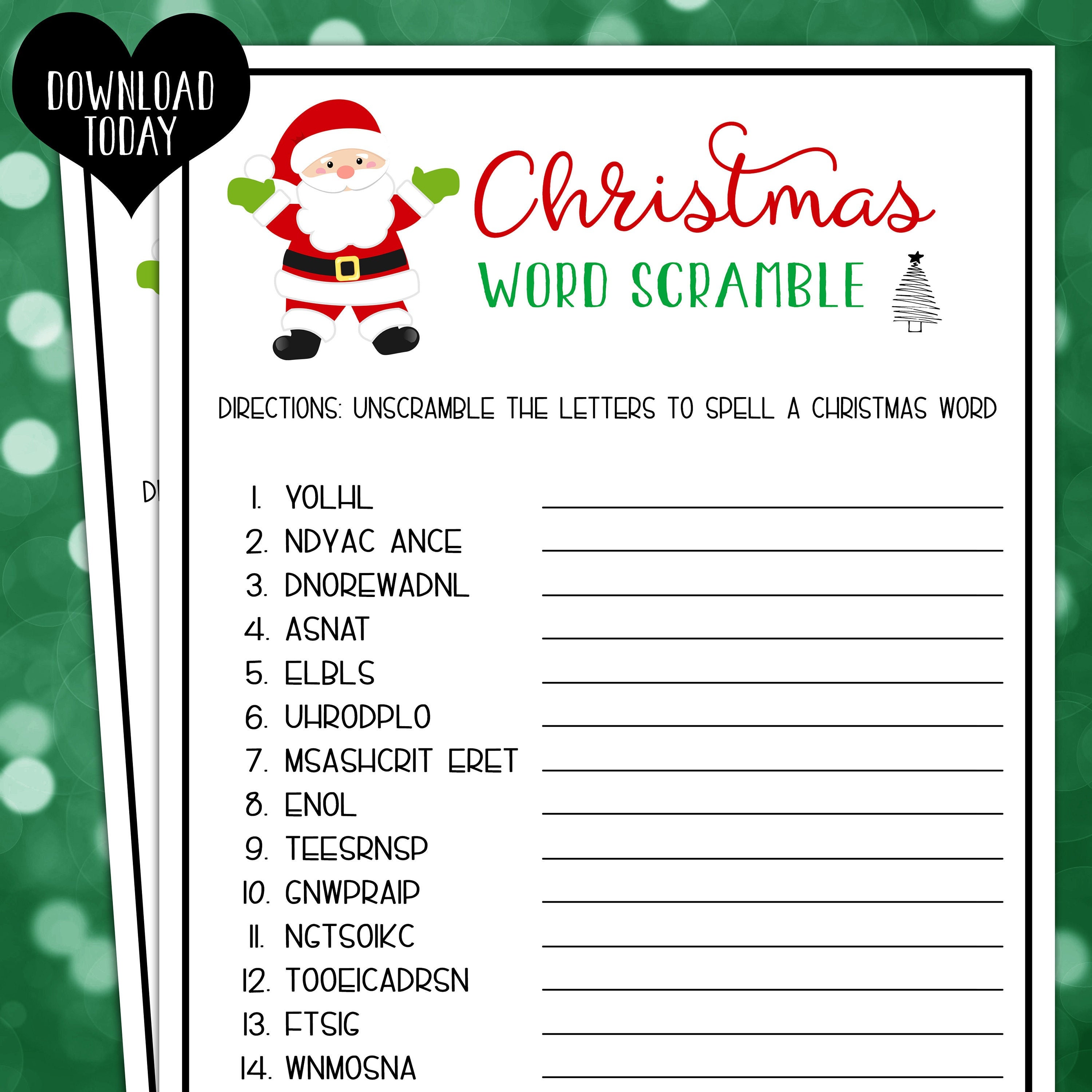 Christmas word scramble christmas party games holiday games fun christmas games for adults and kids christmas puzzle printable