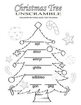 Christmas tree word unscramble by tote box kids tpt