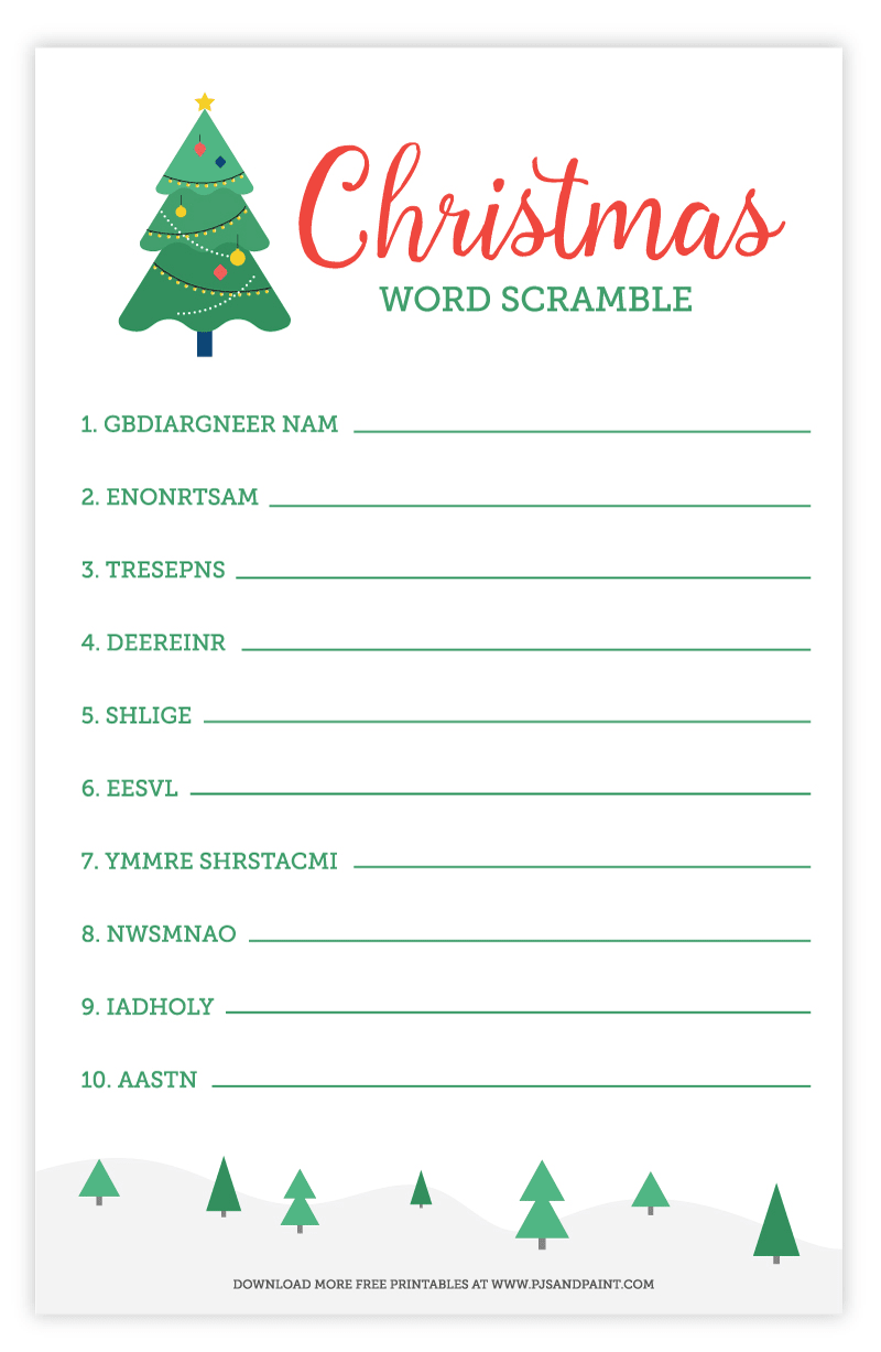 Christmas word scramble free printable christmas activities