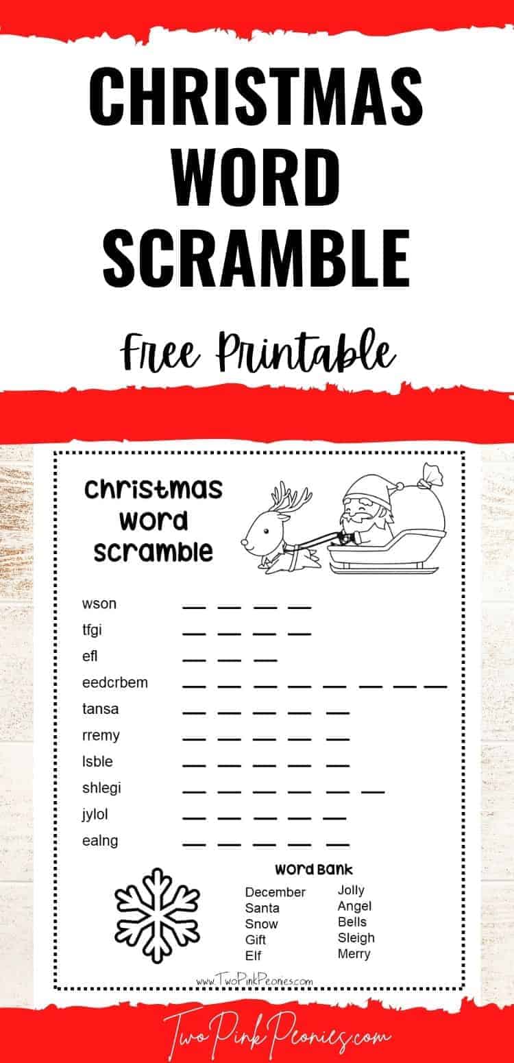 Christmas word scramble with answer key instant download