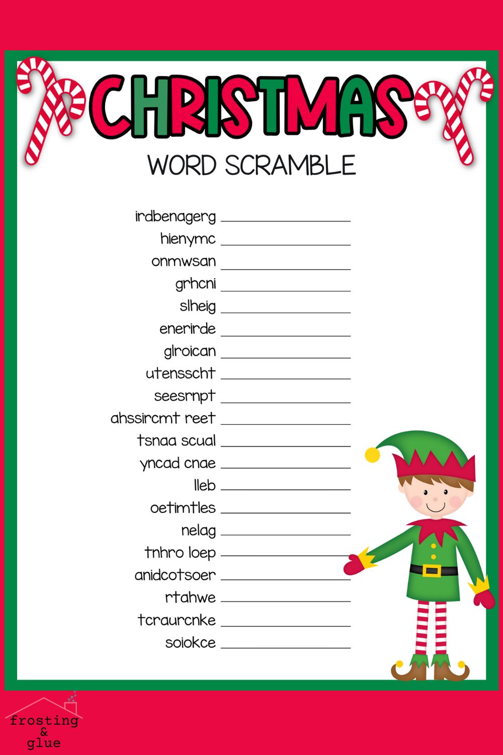 Fun christmas word scramble free printable