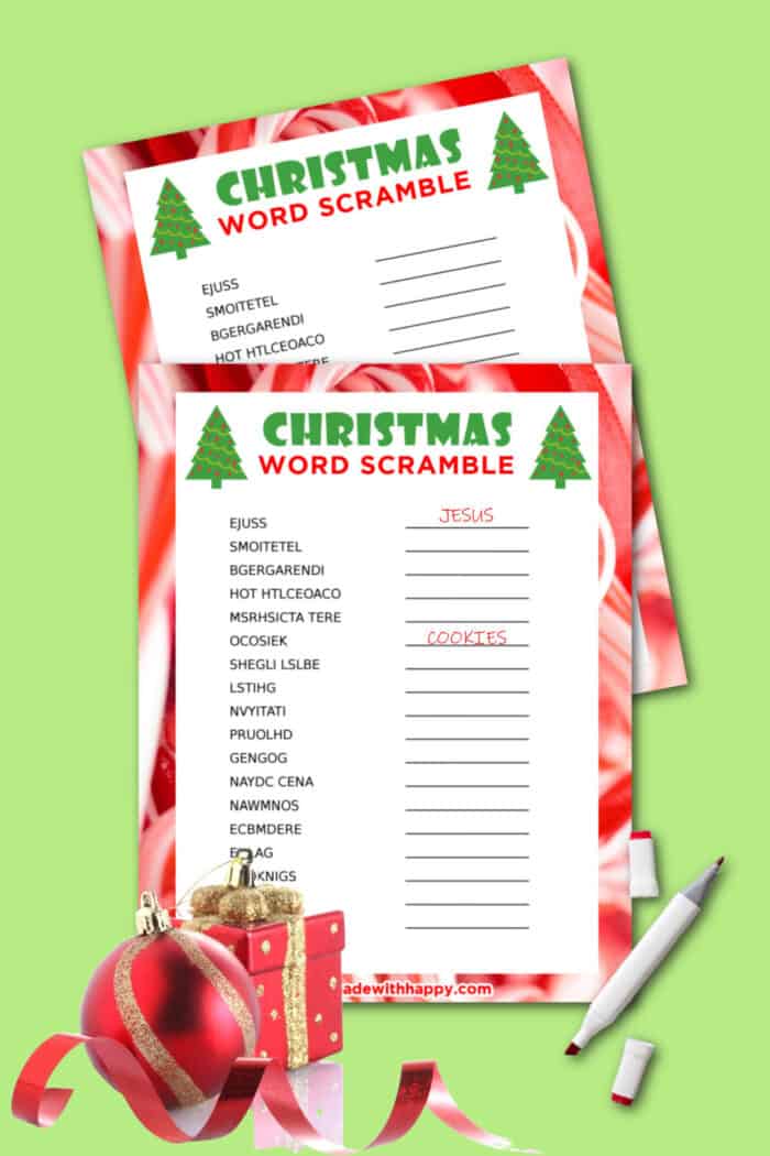 Christmas word scramble