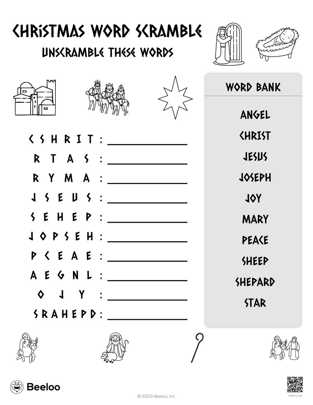 Christmas word scramble â printable crafts and activities for kids