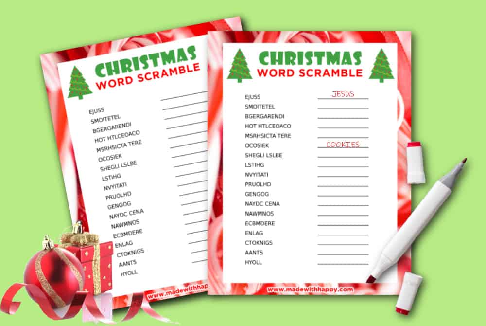 Christmas word scramble