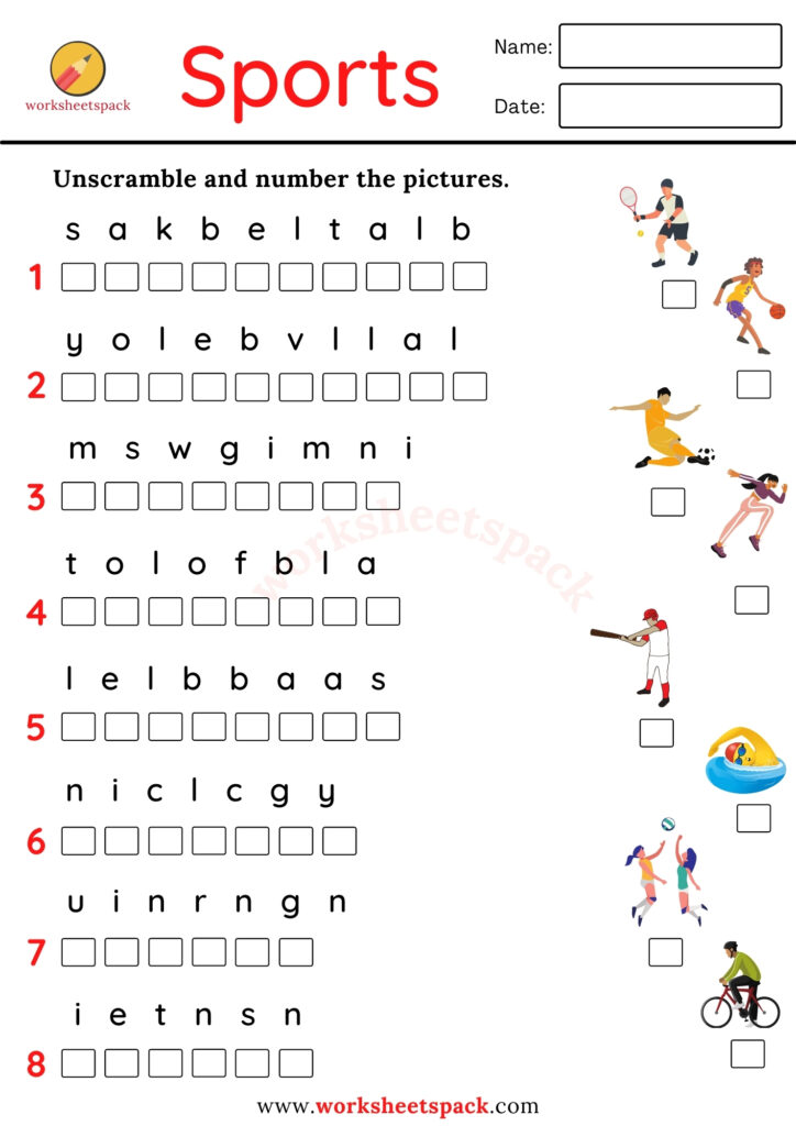 Word scramble worksheets pack