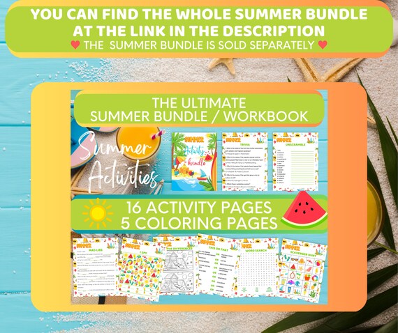 Summer games kids unscramble word search summer activities